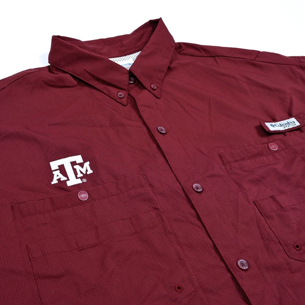 Columbia PFG Omni-Shade Texas A&M‎ Shirt Mens XL Burgundy LS Vented Fishing ATM